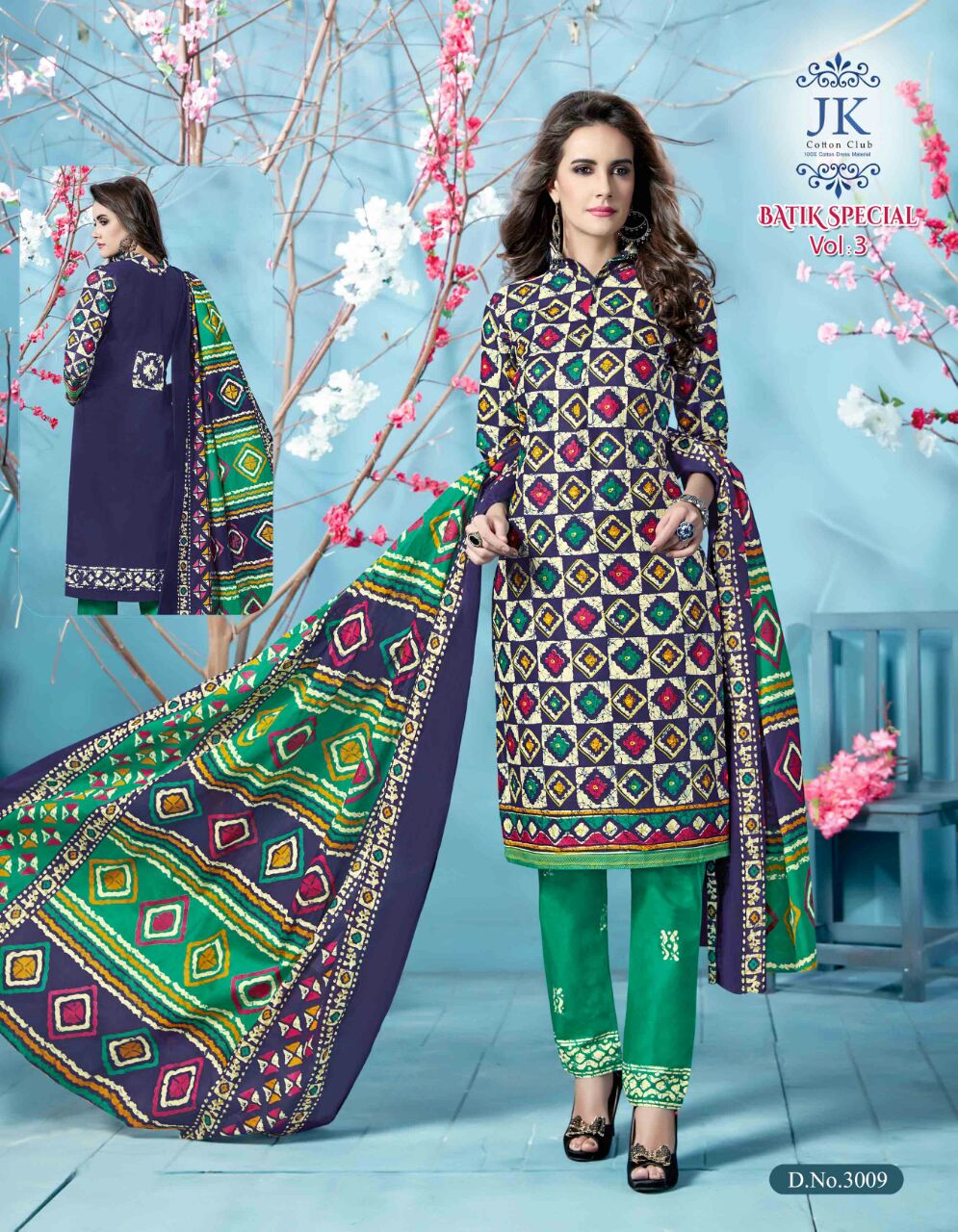 JK BALAJI COTTON PRINTED BATIK DRESS MATERIAL WITH COTTON DUPATTA