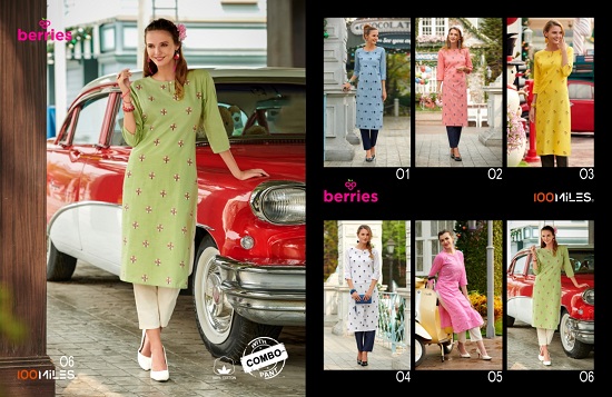 100Miles Berries kurtis with pants wholesale catalogue online. Buy 100 Miles Kurtis with pants catalogue Berries in wholesale rate online for business 