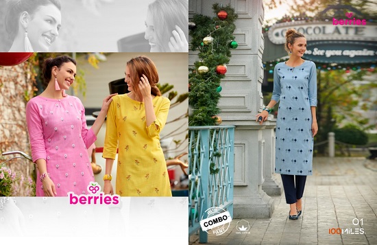 100Miles Berries kurtis with pants wholesale catalogue online. Buy 100 Miles Kurtis with pants catalogue Berries in wholesale rate online for business 