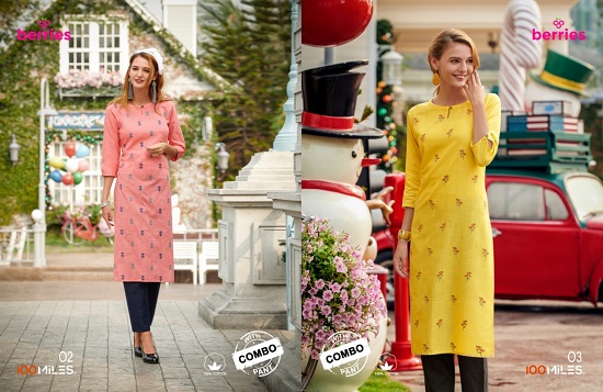 100Miles Berries kurtis with pants wholesale catalogue online. Buy 100 Miles Kurtis with pants catalogue Berries in wholesale rate online for business 