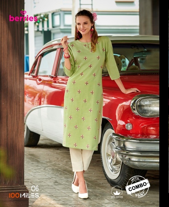 100Miles Berries kurtis with pants wholesale catalogue online. Buy 100 Miles Kurtis with pants catalogue Berries in wholesale rate online for business 