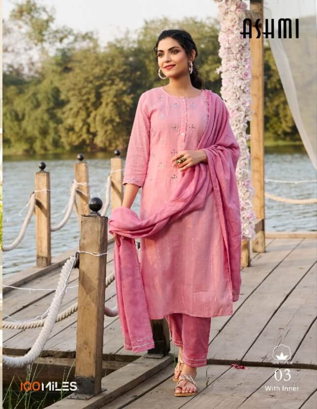 100Miles Ashmi Kurti Pant Dupatta Set Catalog In Wholesale Price. Purchase Full Catalog of 100Miles Ashmi In Wholesale Price Online