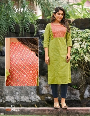 100Miles Sarah Cotton Fancy Kurtis Wholesale Catalog, Buy Full Catalog of 100Miles Sarah Cotton Fancy Kurtis At Wholesale Price