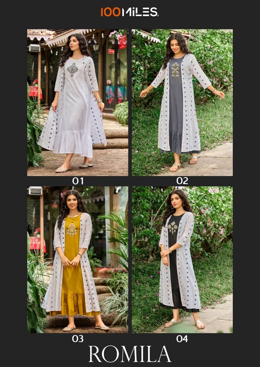 100Miles Romila two psc Jacket Style Dress Catalog, Buy 100Miles Romila two Piece Jacket Style Dress Full Catalog at Wholesale Rate Online