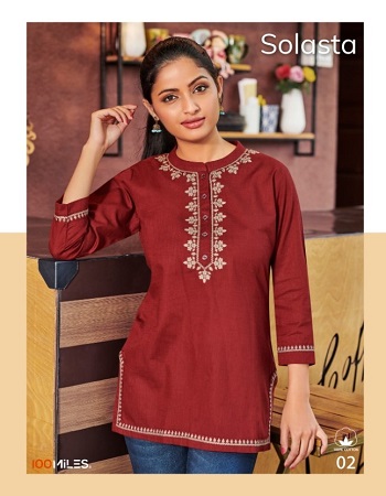 Solasta Women Tunic Top Wholesale Catalog By 100Miles Brand, Purchase Six Designs Combo Pack of Ladies Tunic Top Solasta at Wholesale Price Online, Cotton Linen Western Tops Catalog Solasta
