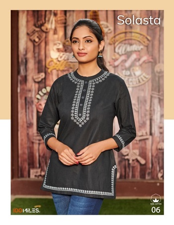 Solasta Women Tunic Top Wholesale Catalog By 100Miles Brand, Purchase Six Designs Combo Pack of Ladies Tunic Top Solasta at Wholesale Price Online, Cotton Linen Western Tops Catalog Solasta
