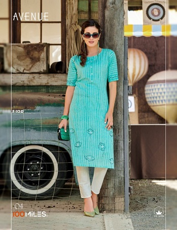 100Miles Avenue Cotton Kurtis With Embroidery work Designer Kurtis Catalogue. Avenue six Designs Pure Cotton Kurtis Wholesale Catalogue by 100 Miles Brand. Buy Ladies Kurtis in Bulk for Reselling