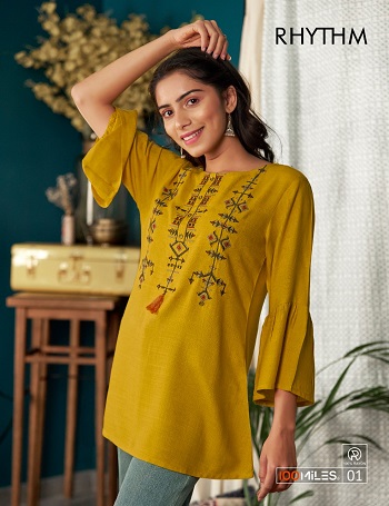 100 Miles Rhythm Short Tops Wholesale Catalogue, Purchase 100Miles Rayon Embroidery Work Western Top In Wholesale Price Online