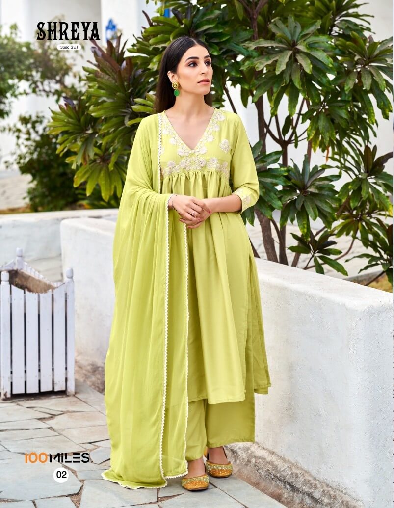 100Miles Shreya Aliya Cut Kurti Pant Dupatta Set Catalog, Buy 100Miles Shreya Aliya Cut Kurti Pant Dupatta Set Full Catalog in Wholesale Price Online From Aarvee Creation