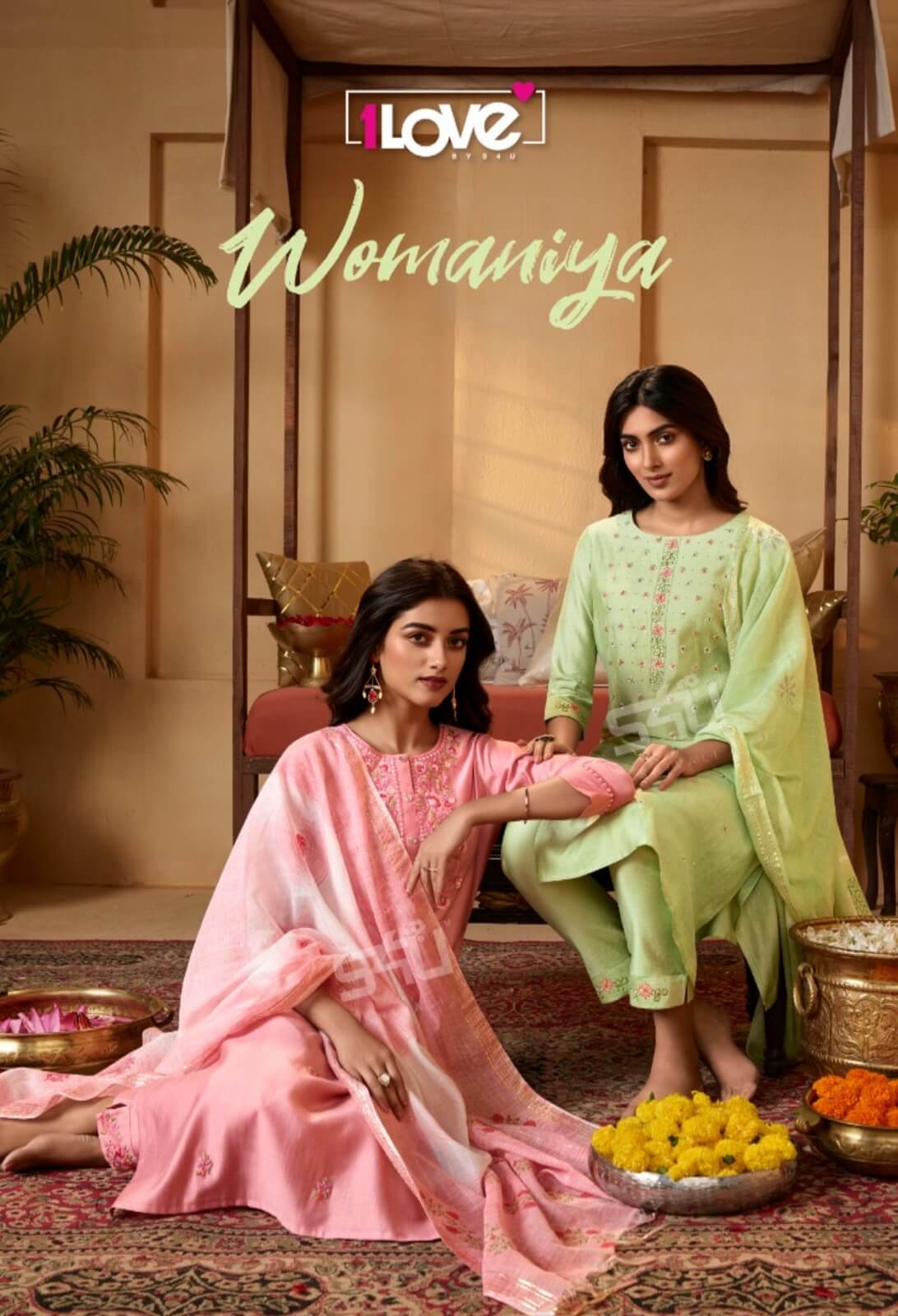 1Love Womaniya Kurti Pant Dupatta Catalog in Wholesale, Buy 1Love Womaniya Kurti Pant Dupatta Catalog in Wholesale Price Online From Aarvee Creation, Vadodara