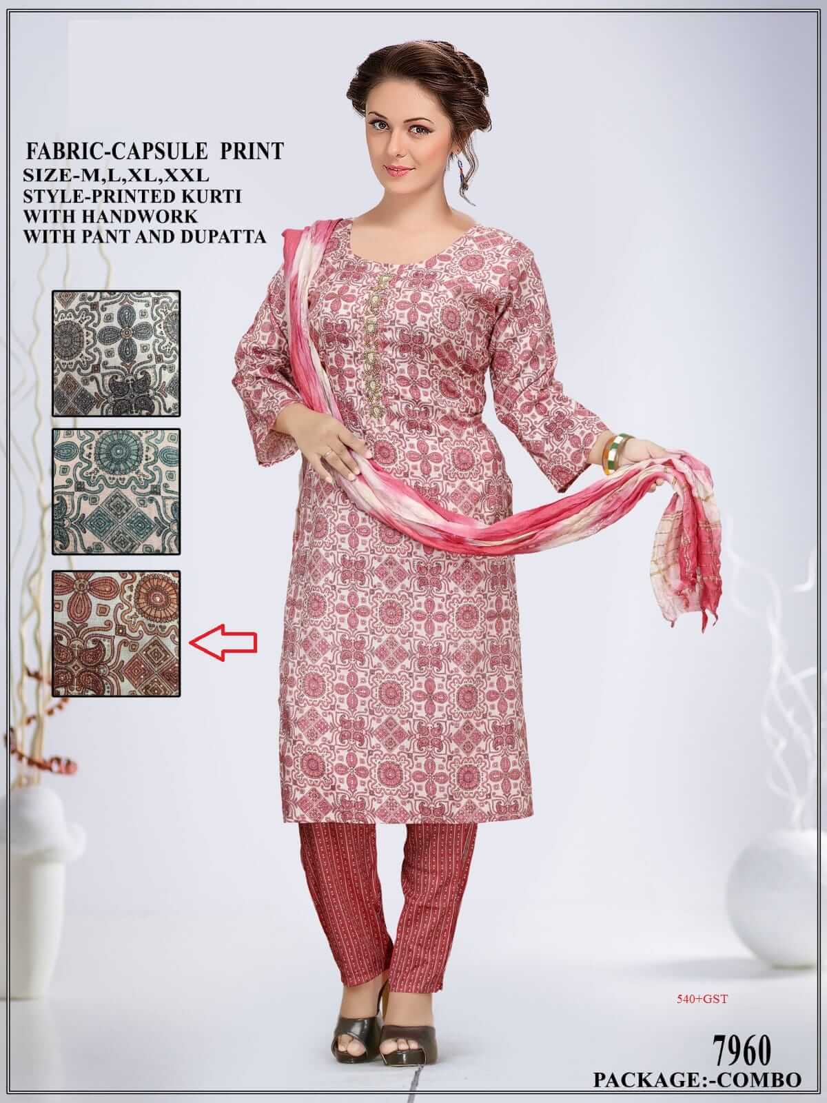 Rayon Capsule Print Design In 4 Size Bunch With Handwork In Kurti Neck.