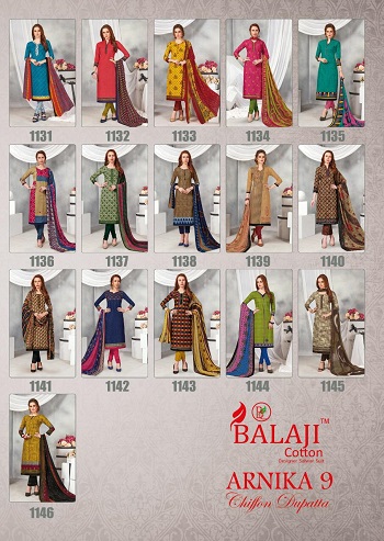 Balaji Arnika Vol 9 Cotton Dress Material With Chiffon Dupatta