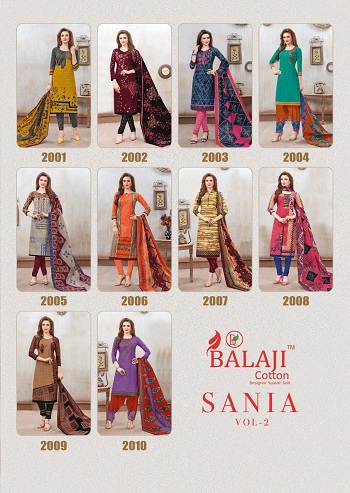 Balaji Cotton Sania Vol 2 Cotton Print Dress Material Wholesale Catalogue