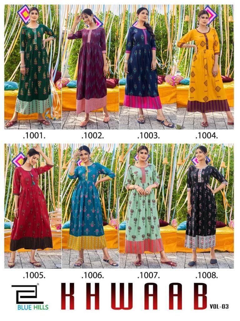 Blue Hills Khwaab Vol 3 Rayon Kurtis Wholesale Catalog, Buy Full Catalog of Blue Hills Khwaab Vol 3 Rayon Kurtis At Wholesale Price