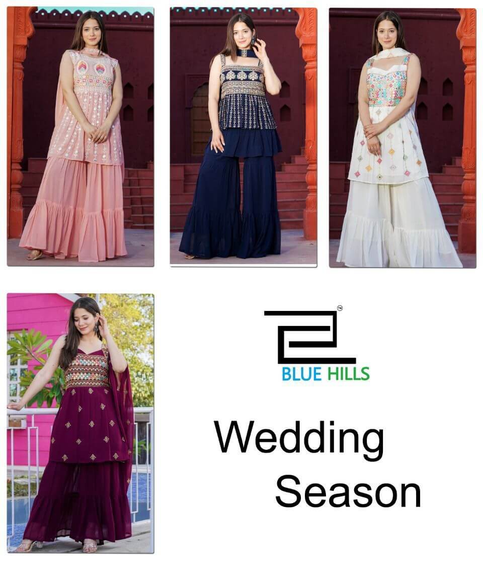 Blue Hills Wedding Season Top Bottom Dupatta Set Catalog In Wholesale Price. Purchase Full Catalog of Blue Hills Wedding Season In Wholesale Price online