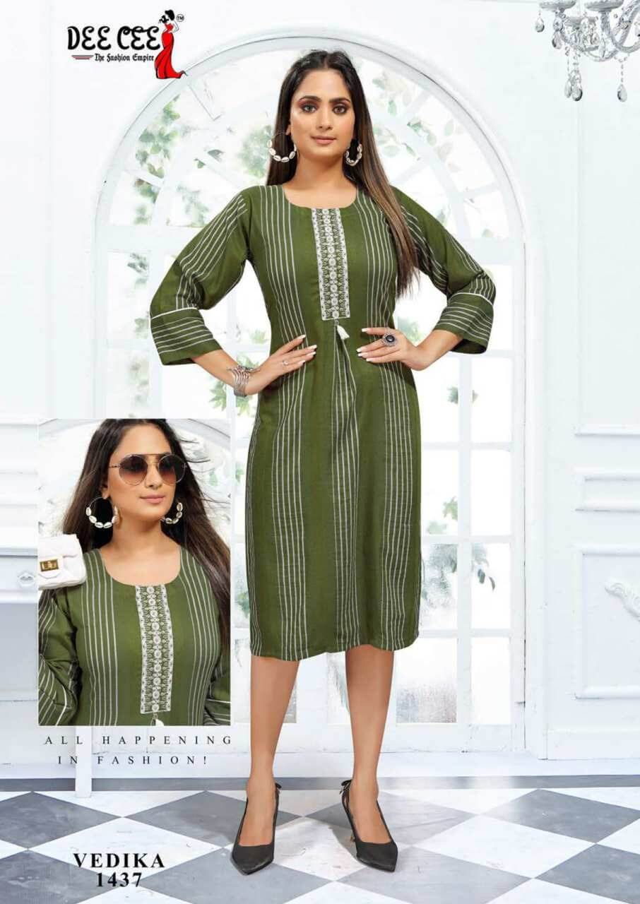 Dee Cee Vedhika Kurti Catalog In Wholesale Price. Purchase Full Catalog of Dee Cee Vedhika In Wholesale Price Online