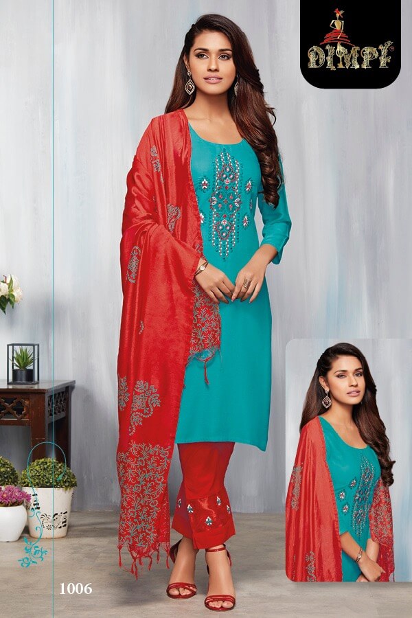 Dimpi Nazakat Kurti Pant Dupatta Set Wholesale Catalog. Purchase Full Catalog of Kurti Pant Dupatta Set In Wholesale Price Online