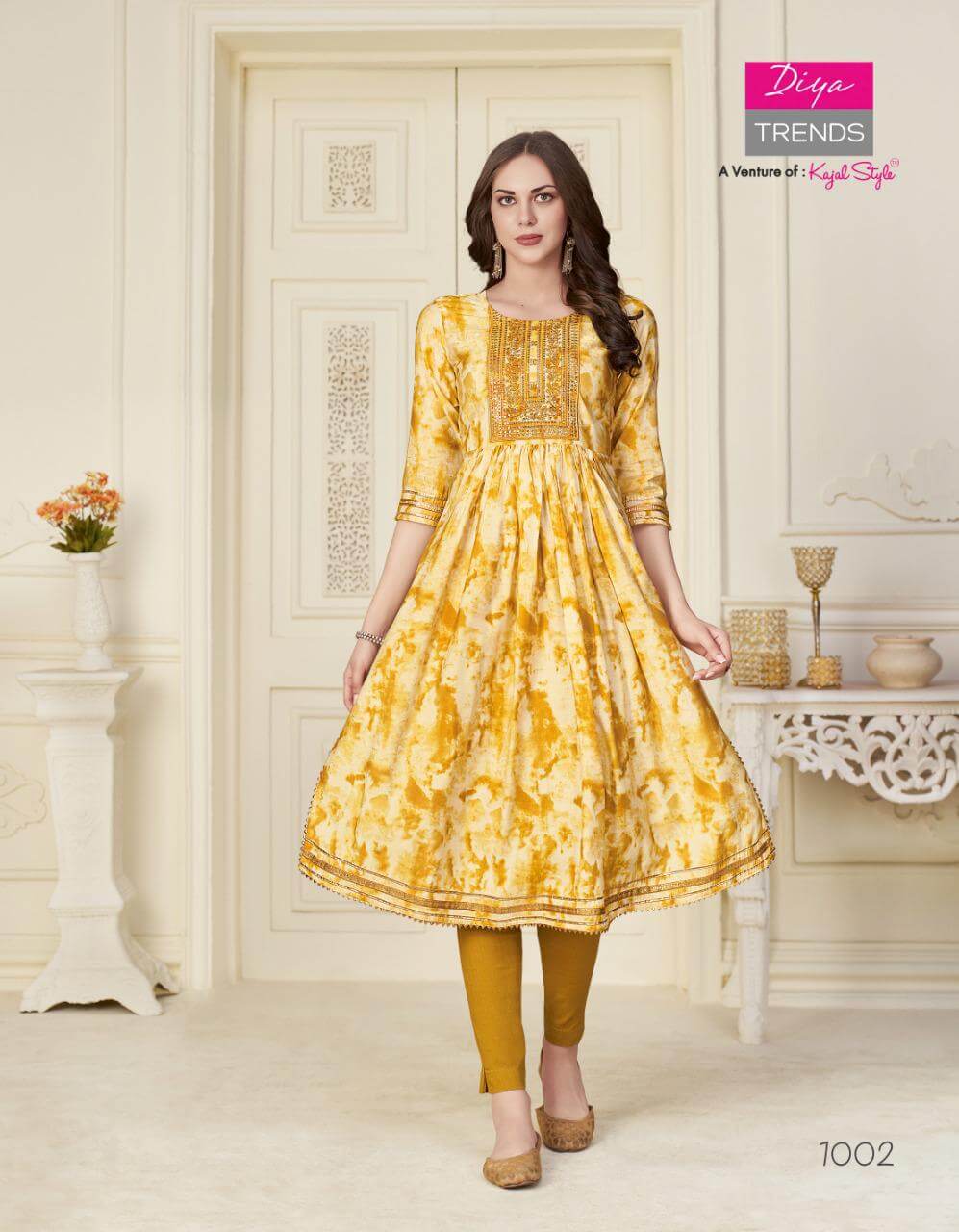 Cotton Kurtis Online | Mustard Pure Cotton Naira Cut Bandhani Kurti –  Glamatyou Fashion