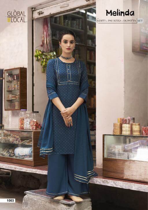 Global Local Melinda Kurta Plazzo Dupatta Set Wholesale Catalog. Purchase Full Catalog Of Kurta Plazzo Dupatta Set In Wholesale Price Online