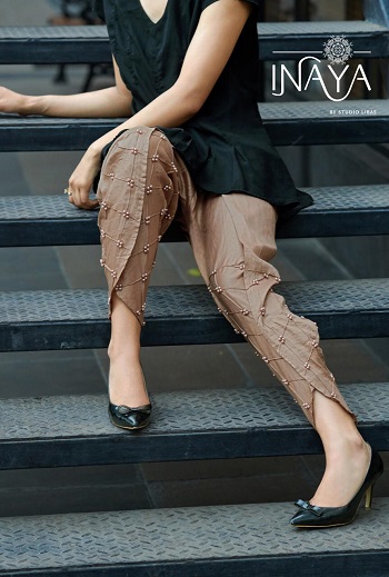 Inaya By Studio Libas Presents Crafted Pintex Tulip Pants With Pearl Embellishment Work Size L 28 34 XL 36 42 XXL 42 50