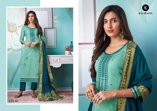 Kalarang Amrut Vol 2 Dress Material Wholesale Catalogue. Kalarang Vol 2 Jam Silk Cotton Top, Pure Cotton Bottom & Pure Silk Dupatta Ladies Dress Material Wholesale Bunch. Purchase 4 Pieces bunch Amrut Vol 2 Ladies Unstittched Dress Material Catalogue at Lowest Price Online. Order Beautiful New Style Embroidered Work Dress Material In Wholesale From Bulk Supplier, Dealer and Manufacturer Of Women Dress Material From Surat, Gujarat Online.