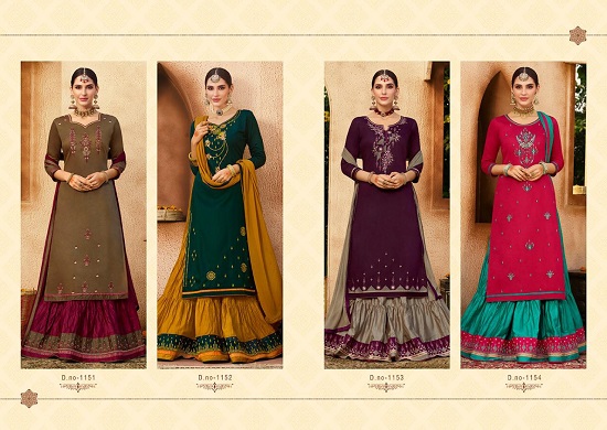 Kalarang Blossom Vol 10 wholesale catalogue. kalarang rang is four designs wholesale catalog with stylish designs top dupatta and stittched bottom
