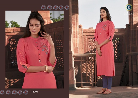 Kalki Fashion Kurtis Manufacturer Launches New Kurti Catlogue Pehchan. Kalki Fashion Pehchan catlogue is of 14 kG.Rayon Plain Fabric Kurtis. Kalki Fashion Pehchan Designer Hand Work & Accessory Work Fully Stitched Ladies Kurta Catalogue From Wholesale Bazar Of Surat. Kurti Wholesaler Of Surat Presents Pehchan 9 Designs Ladies Kurta Bunch With Best Quality Fabric. 