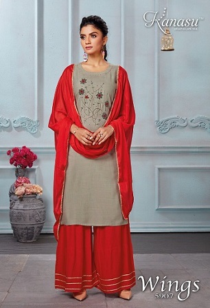 Kanasu Wings Top Sharara And Dupatta Wholesale Catalog, Buy Full Catalog of Kanasu Wings Top Sharara And Dupatta At Wholesale Price