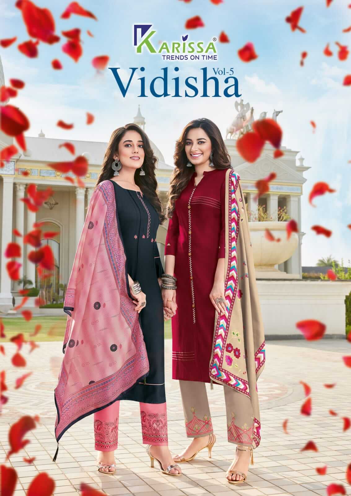 Karissa Vidisha Vol 5 Kurti Plazzo Dupatta Set Wholesale Catalog. Purchase Full Catalog of Kurti Plazzo Dupatta Set In Wholesale Price Online