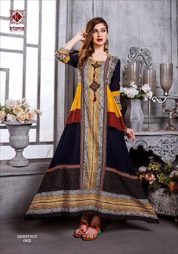 Kiana 14kg.Rayon And Cotton Kurtis Wholesale Catalogue