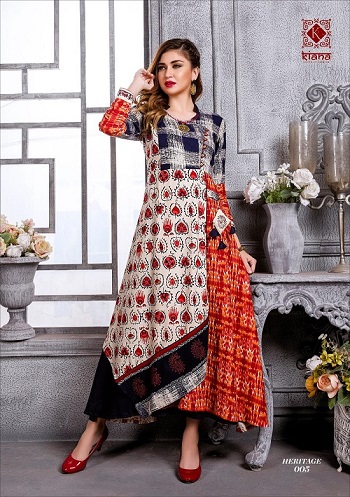 Kiana 14kg.Rayon And Cotton Kurtis Wholesale Catalogue