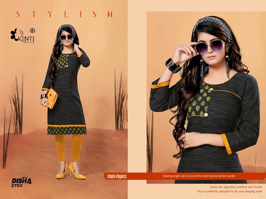 Kinti Kurtis Manufacturer Presents Disha Vol 27 Wholesale Kurtis Catalogue. Order Disha Vol 27 Low Range Kurtis Wholesale Catalogue From Leading Womens Cloth Wholesaler. Buy Low Range Kurtis at Wholesale And Bulk Rate For Business And For Reselling. Low Price Handloom Cotton Kurtis Wholesaler Online.Order Kinti Disha Handloom Cotton 40` length Kurtis In Bulk