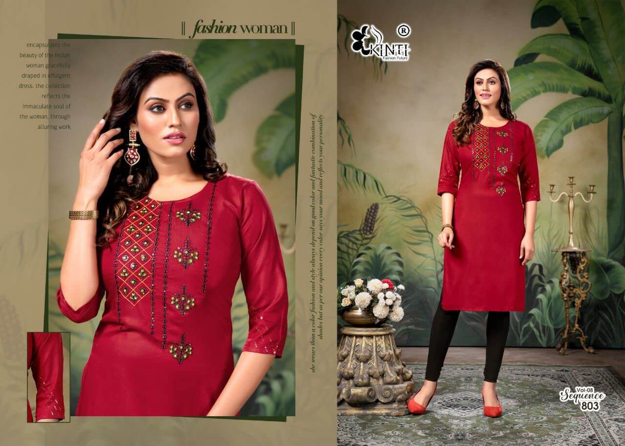 Kinti Sequence Vol 8 Straight Cut Kurti Catalog In Wholesale Price. Purchase Full Catalog of Kinti Sequence Vol 8 In Wholesale Price Online
