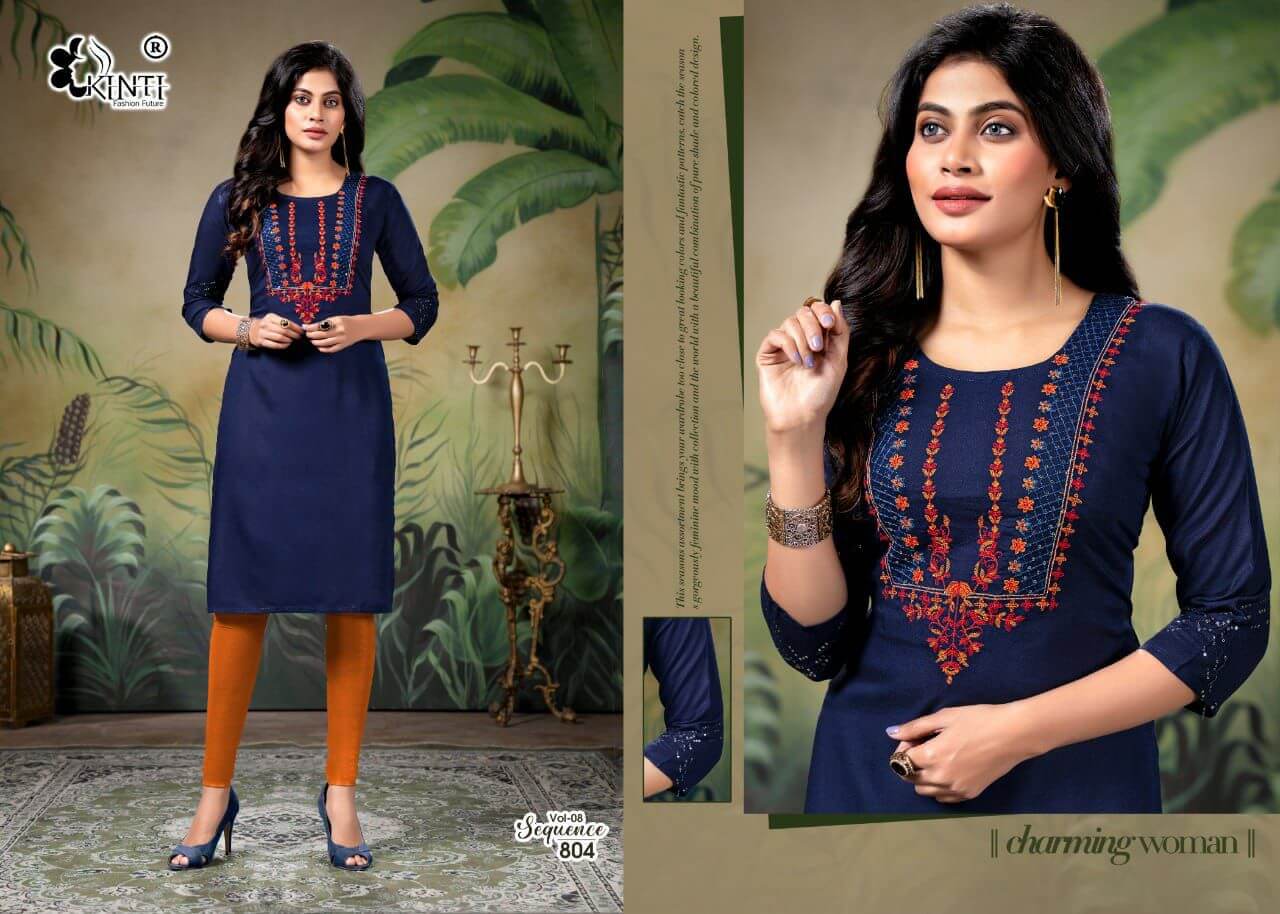 Kinti Sequence Vol 8 Straight Cut Kurti Catalog In Wholesale Price. Purchase Full Catalog of Kinti Sequence Vol 8 In Wholesale Price Online