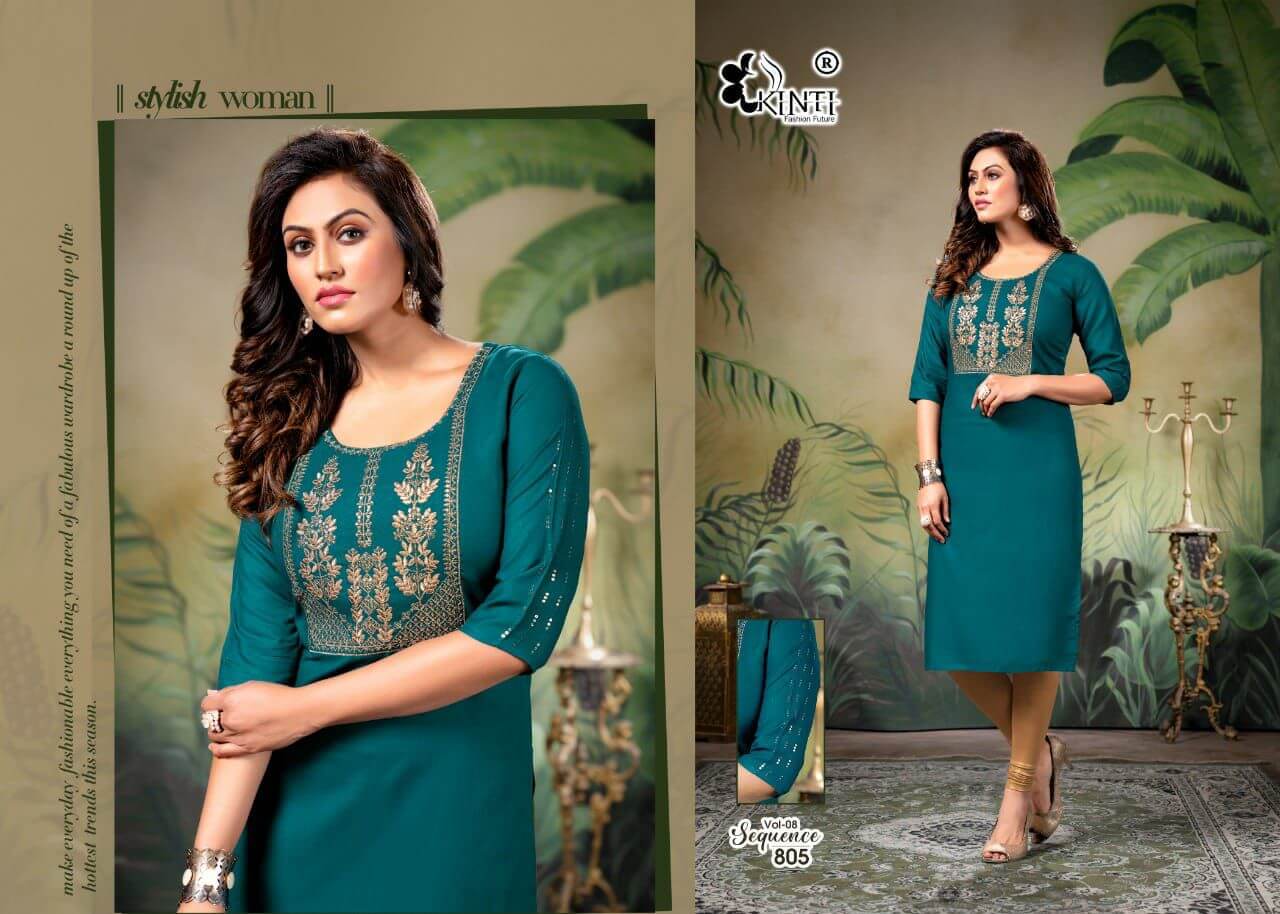 Kinti Sequence Vol 8 Straight Cut Kurti Catalog In Wholesale Price. Purchase Full Catalog of Kinti Sequence Vol 8 In Wholesale Price Online