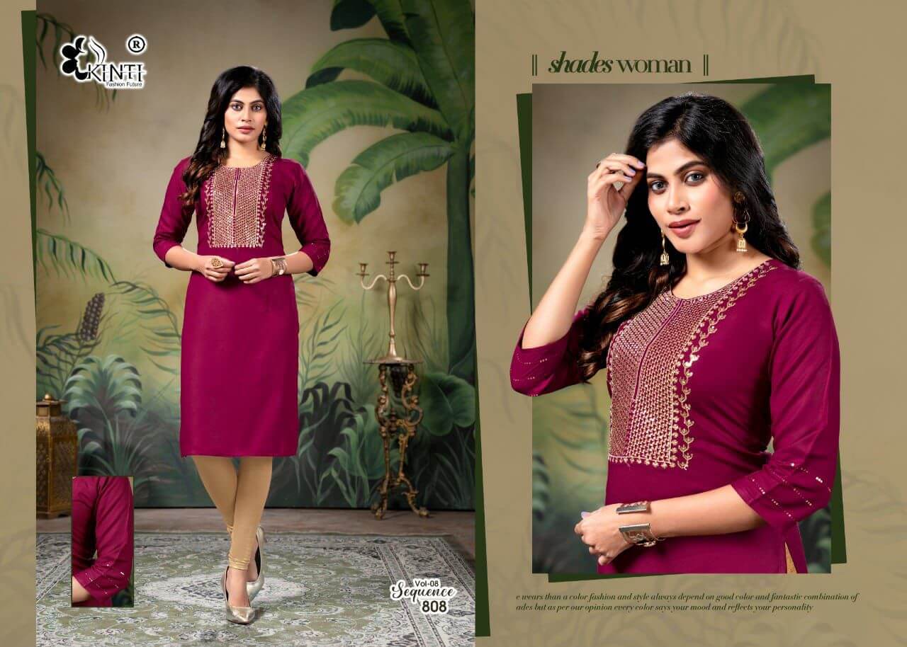 Kinti Sequence Vol 8 Straight Cut Kurti Catalog In Wholesale Price. Purchase Full Catalog of Kinti Sequence Vol 8 In Wholesale Price Online