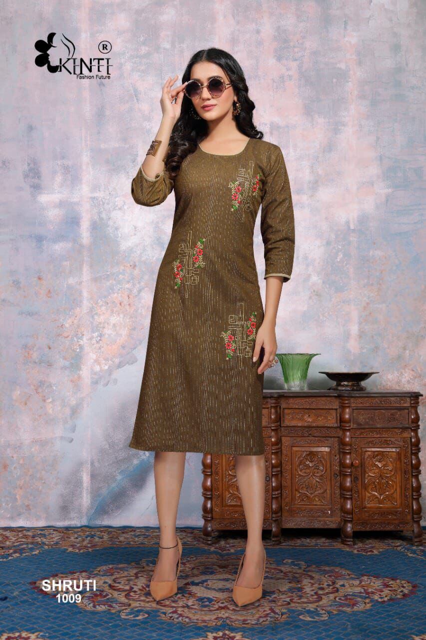 Kinti Shruti 10 Cotton Embroidery Readymade Kurti Wholesale Collection, Buy Full Catalog of Kinti Shruti 10 Readymade Kurti At Wholesale Price
