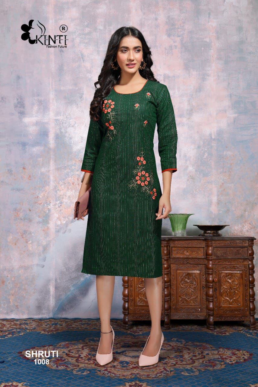 Kinti Shruti 10 Cotton Embroidery Readymade Kurti Wholesale Collection, Buy Full Catalog of Kinti Shruti 10 Readymade Kurti At Wholesale Price