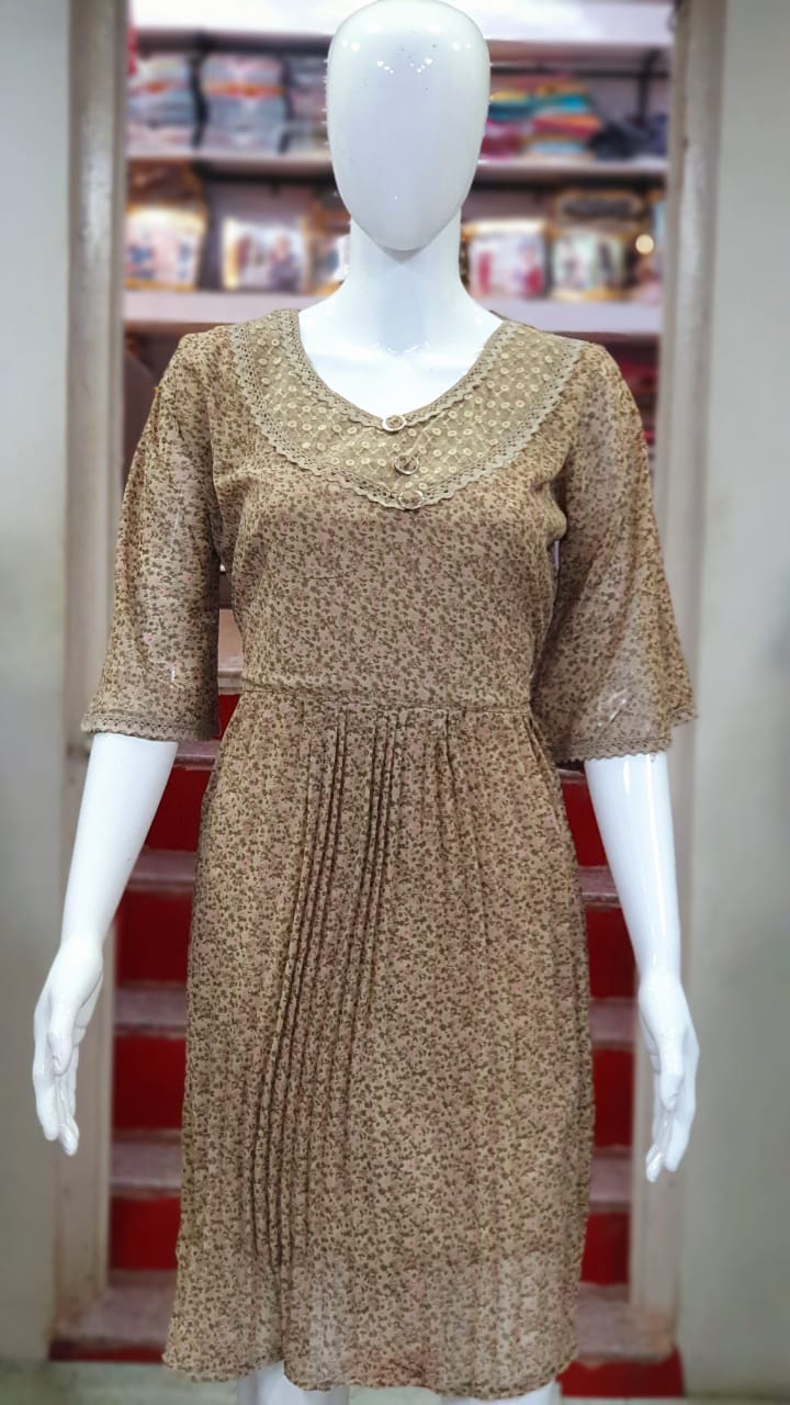 Ladies Georgette Print Frock Wholesale Catalog. Purchase Full Catalog of Frock In Wholesale Price Online