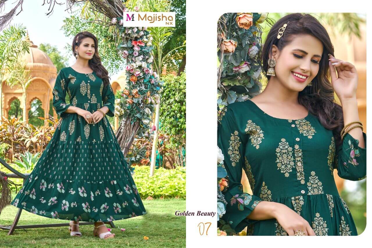 Majisha Nx Golden Beauty Rayon Gown Wholesale Catalog. Purchase Full Catalog of Rayon Gown In Wholesale Price Online
