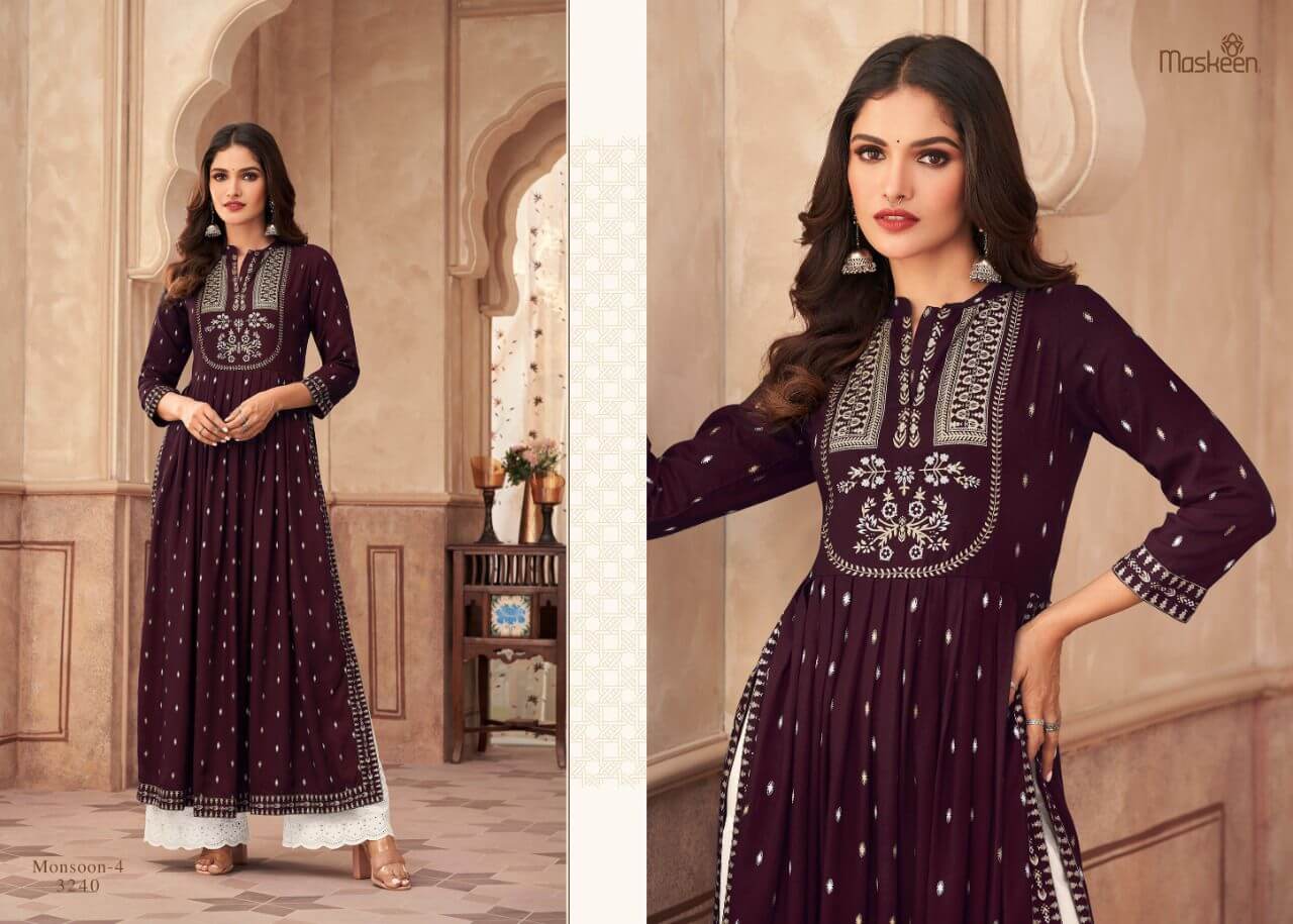 Maskeen Monsoon Vol 4 Rayon Kurti With Bottom Catalog In Wholesale Price. Purchase Full Catalog of Maskeen Monsoon Vol 4 Catalog In Wholesale Price Online