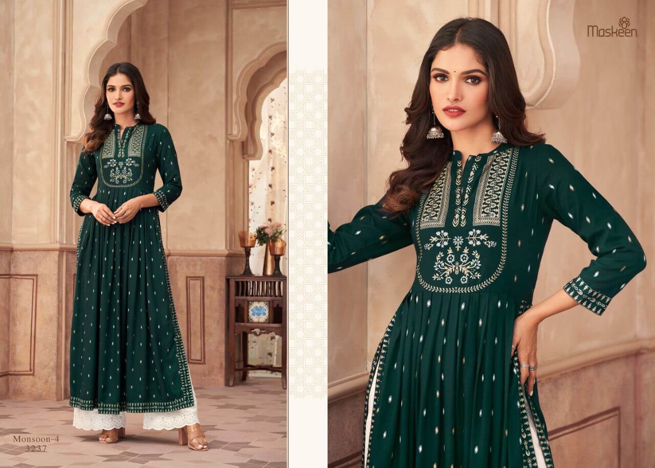 Maskeen Monsoon Vol 4 Rayon Kurti With Bottom Catalog In Wholesale Price. Purchase Full Catalog of Maskeen Monsoon Vol 4 Catalog In Wholesale Price Online