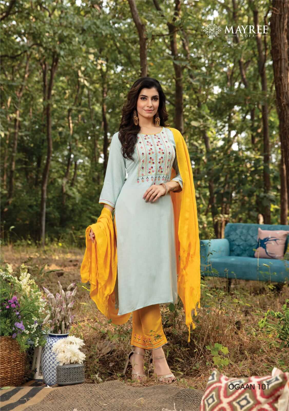 Mayree Ogaan Kurti Pant Dupatta Set Wholesale Catalog. Purchase Full Catalog of Kurti Pant Dupatta Set In Wholesale Price Online