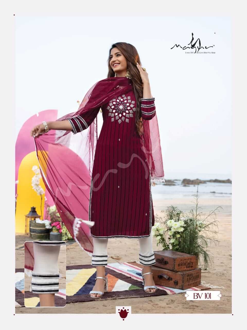 Mayur Bombay Velvet Vol 1 Kurti Pant Dupatta Set Wholesale Catalog. Purchase Full Catalog of Kurti Pant Dupatta Set In Wholesale Price Online