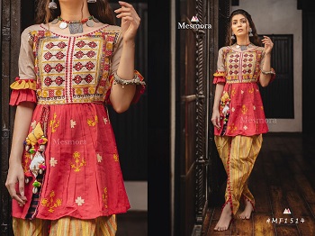 Mesmora Kathputli Female Kedia And Tulip Pants Wholesale Catalogue.Mesmora Presents Most Awaited Tribal Collection which brings most traditional art of Gujarat with ancient folk and contemporary motifs transformed in our self made Kedia And Tulip Pants.Buy Navaratri Dress Kedia With Pants Wholesale Catalogue.Order Kathputli Kedia Collection Wholesale Catalogue Online At Wholesale Rate From Leading Wholesaler Of Gujarat.Buy Gujarati Navratri Dresses Online