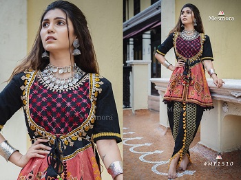 Mesmora Kathputli Female Kedia And Tulip Pants Wholesale Catalogue.Mesmora Presents Most Awaited Tribal Collection which brings most traditional art of Gujarat with ancient folk and contemporary motifs transformed in our self made Kedia And Tulip Pants.Buy Navaratri Dress Kedia With Pants Wholesale Catalogue.Order Kathputli Kedia Collection Wholesale Catalogue Online At Wholesale Rate From Leading Wholesaler Of Gujarat.Buy Gujarati Navratri Dresses Online
