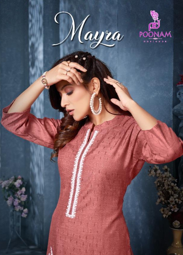 Poonam Designer Mayra Rayon Kurtis Wholesale Catalog. Purchase Full Catalog of Rayon Kurtis In Wholesale Price Online
