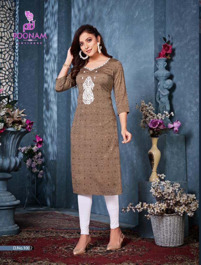 Poonam Designer Mayra Rayon Kurtis Wholesale Catalog. Purchase Full Catalog of Rayon Kurtis In Wholesale Price Online