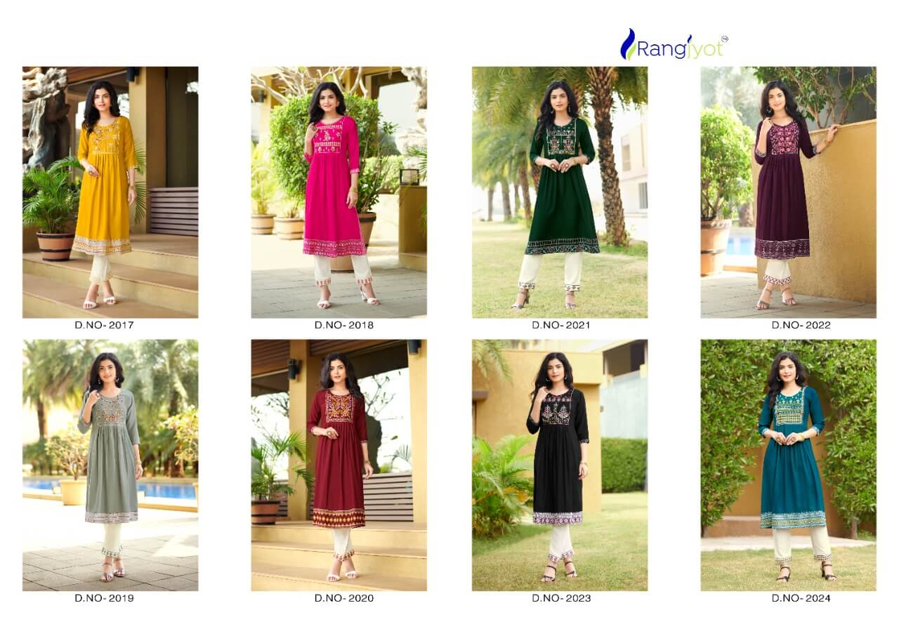 Rangjyot Maria Vol 3 Rayon Kurtis With Pant Wholesale Catalog, Buy Full Catalog of Rangjyot Maria Vol 3 Rayon Kurtis With Pant At Wholesale Price