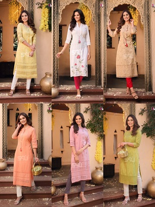 S4U Schiffli M Sizes Kurtas Wholesale Collection, Buy Full Catalog of S4U Schiffli M Sizes Kurtas At Wholesale Price